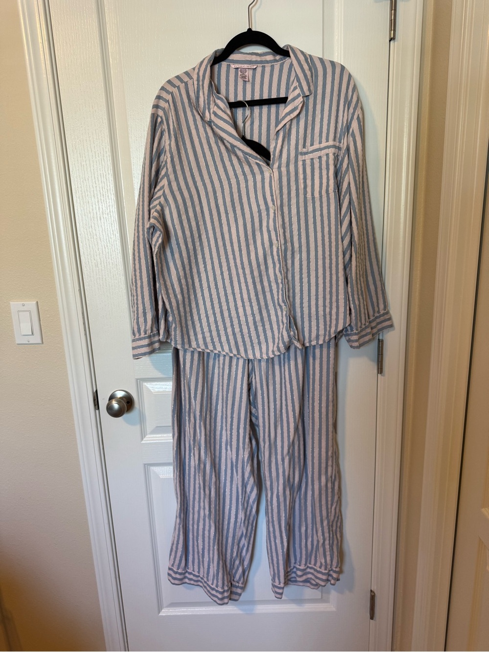 Victoria's Secret Pink and White Striped Pajama Set